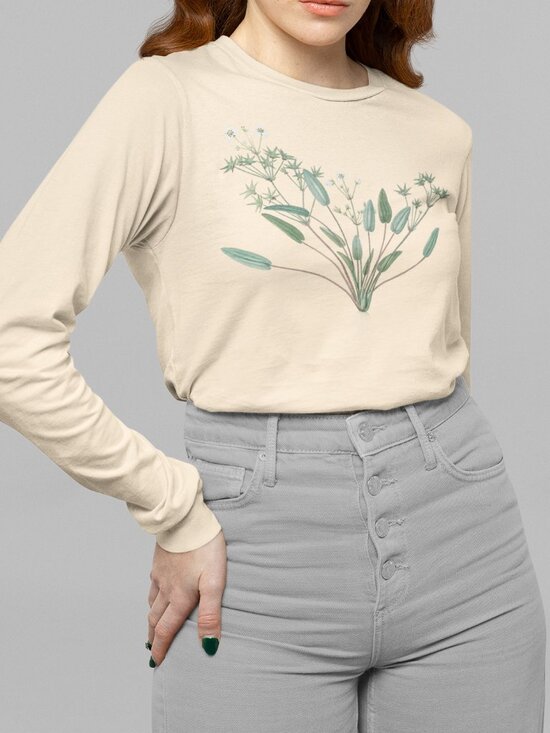Outfit Bits Tops - Starfruit Vintage Floral Print Long Sleeve Graphic Tee T-shirt S-XXL